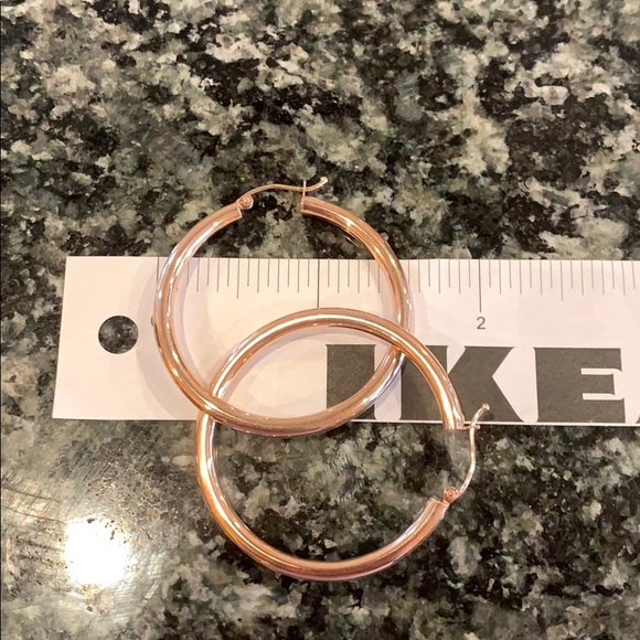 Jewelry - 14k Solid Rose Gold 1.5"  inches 3mm Hoop Earrings